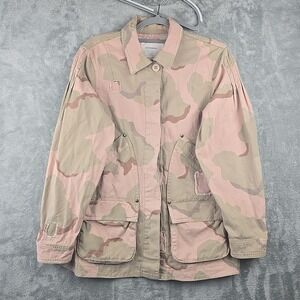 Anthropologie Lida Utility Jacket Size Small Pink Camouflage Distressed Pockets
